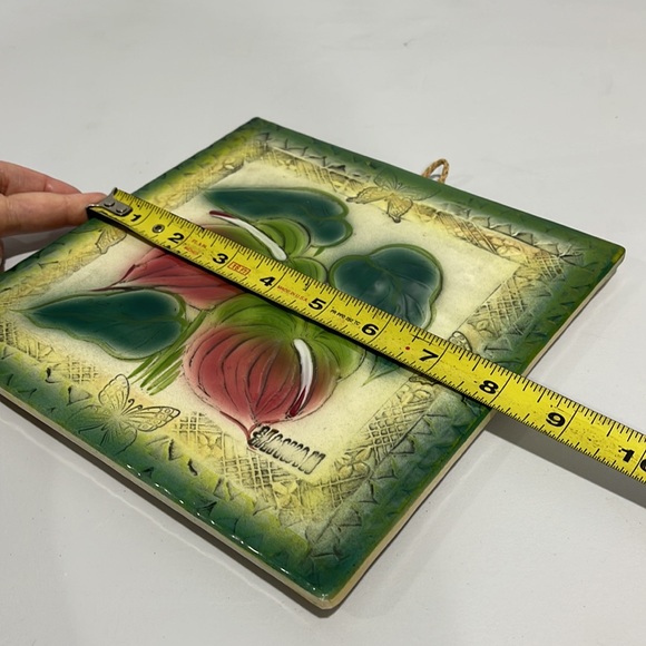 Handmade Trivet Kona Hawaii 8x8 floral design - Picture 10 of 10